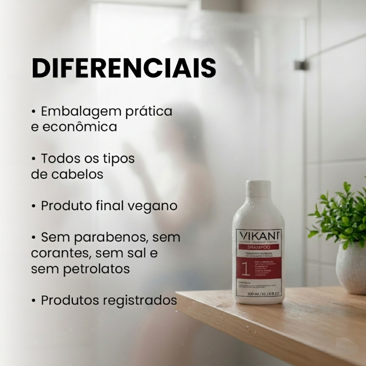 Shampoo Crescimento Capilar Força e Vitalidade 300mL - Vikani