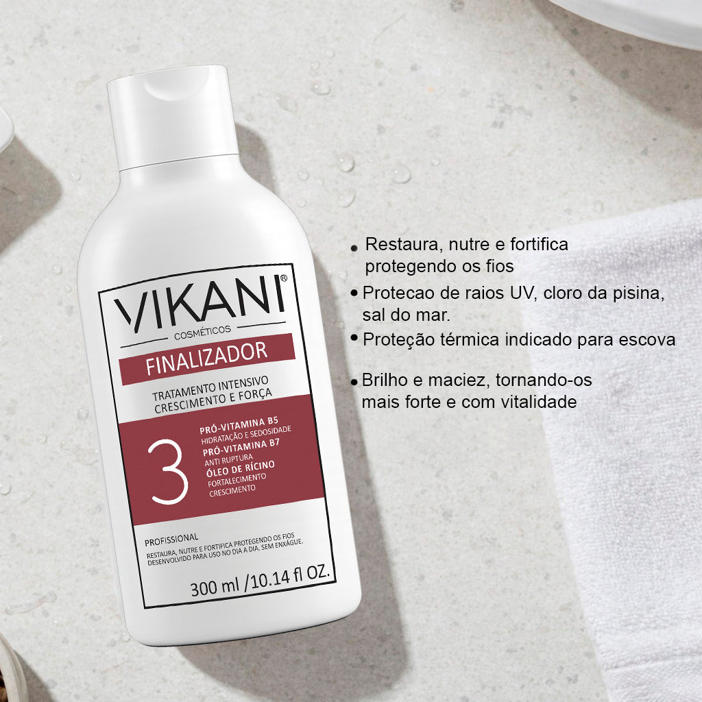 Finalizador Protetor Térmico Crescimento Capilar Força e Vitalidade 300mL - Vikani