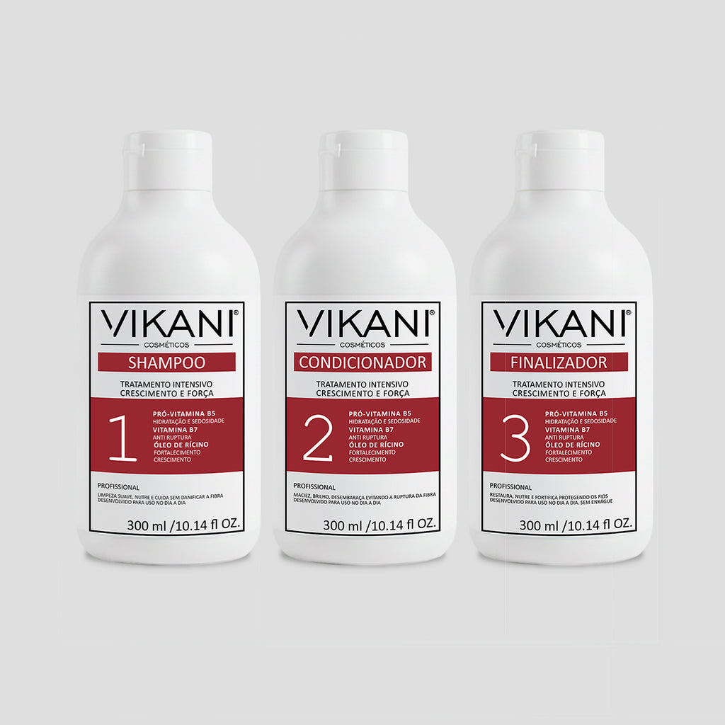 Kit Protocolo Crescimento Capilar Força e Vitalidade 300mL - Vikani