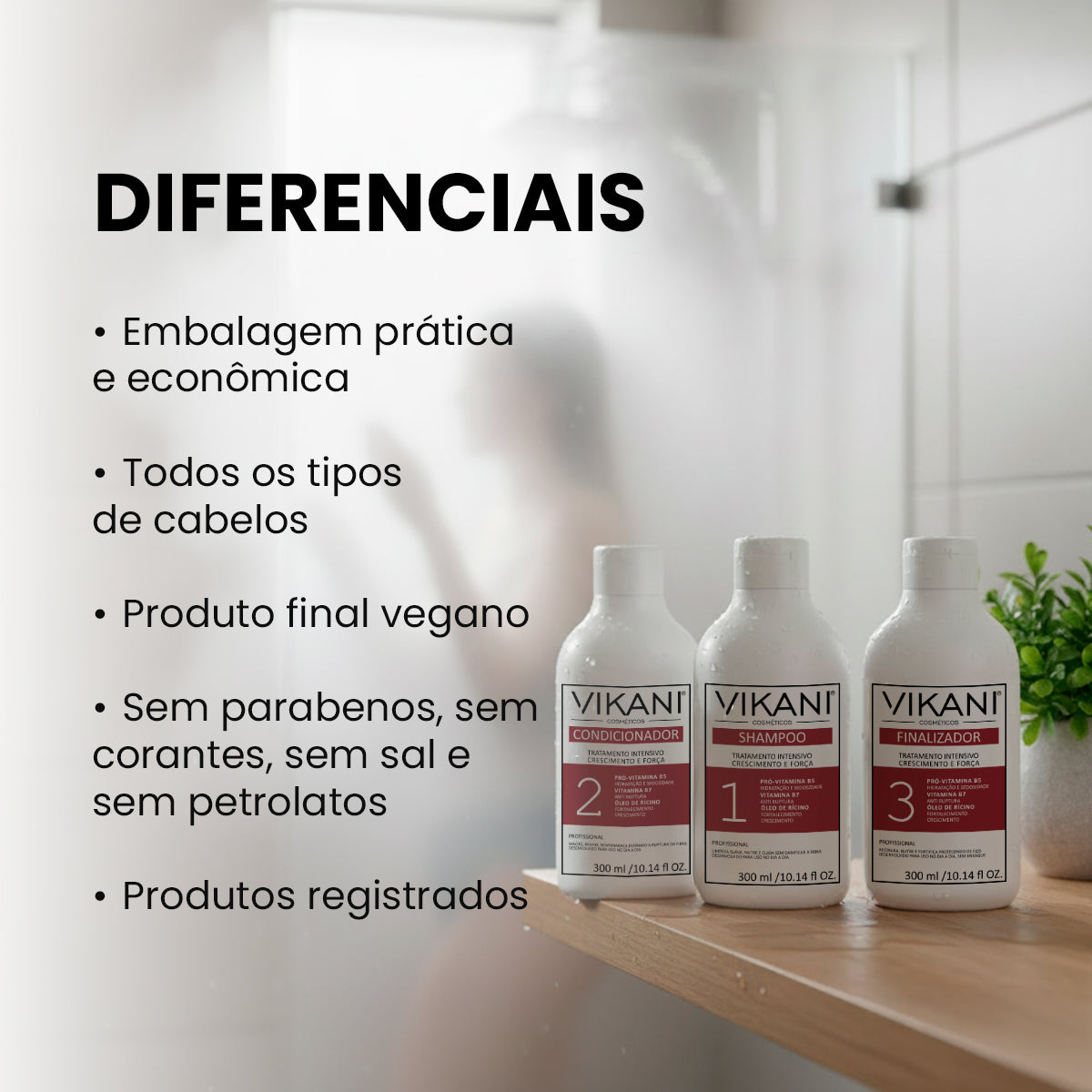 Kit Protocolo Crescimento Capilar Força e Vitalidade 300mL - Vikani