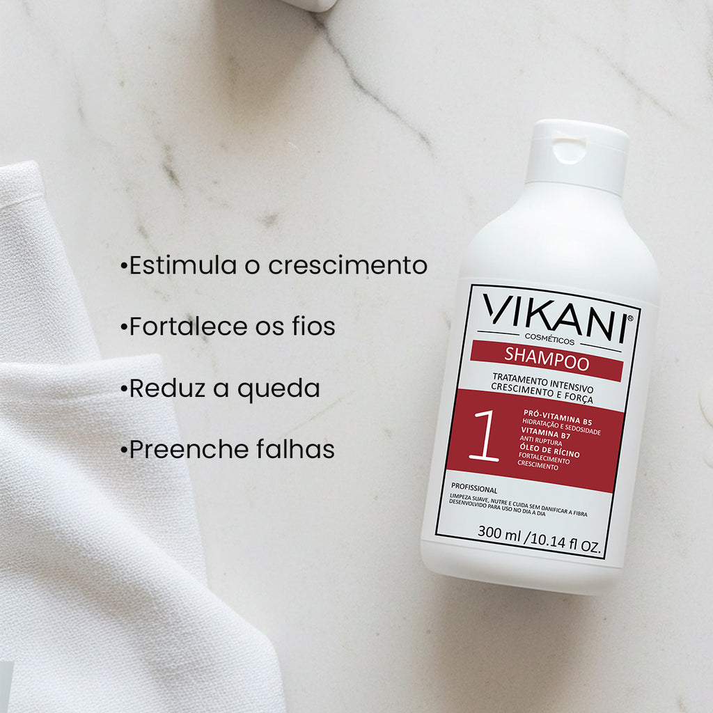Shampoo Crescimento Capilar Força e Vitalidade 300mL - Vikani