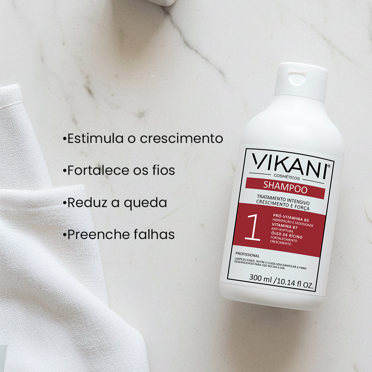 Shampoo Crescimento Capilar Força e Vitalidade 300mL - Vikani