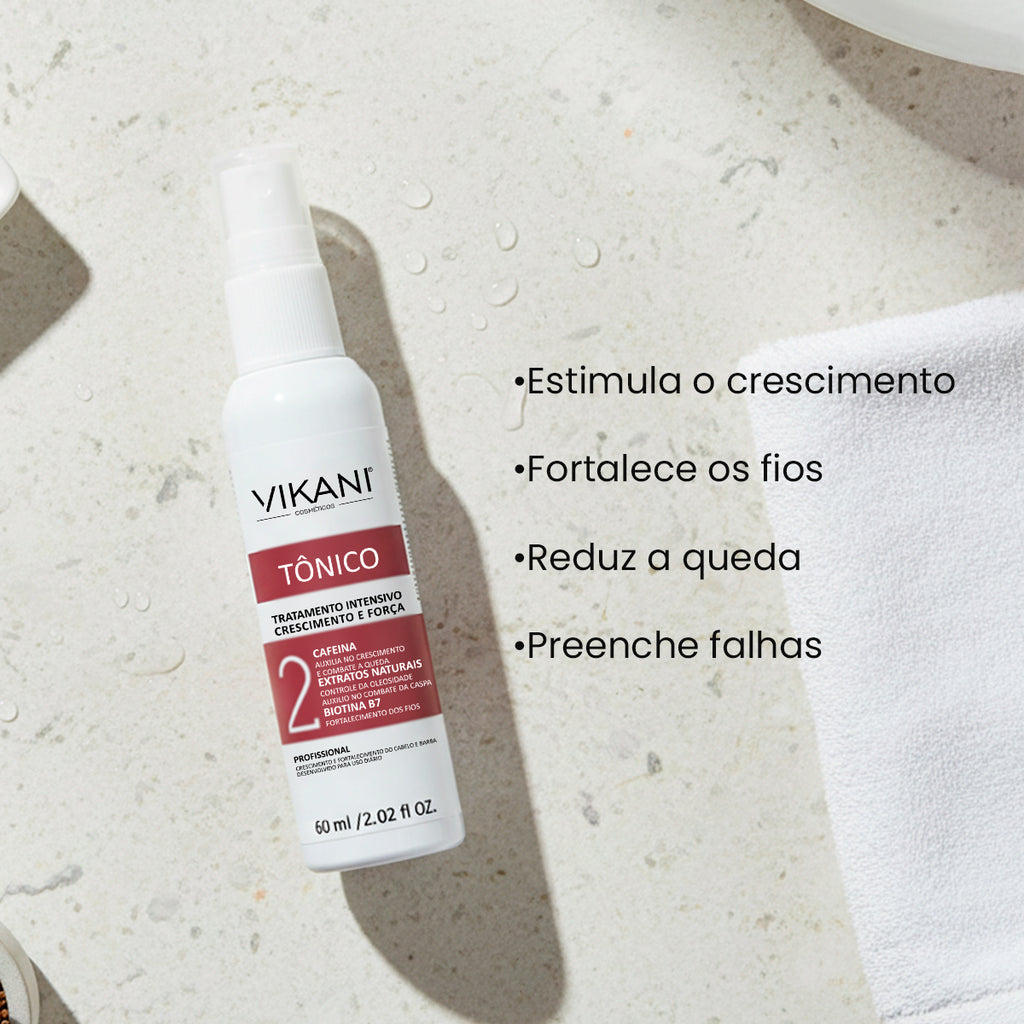 Tônico Capilar Crescimento, Força e Vitalidade 60mL - Vikani