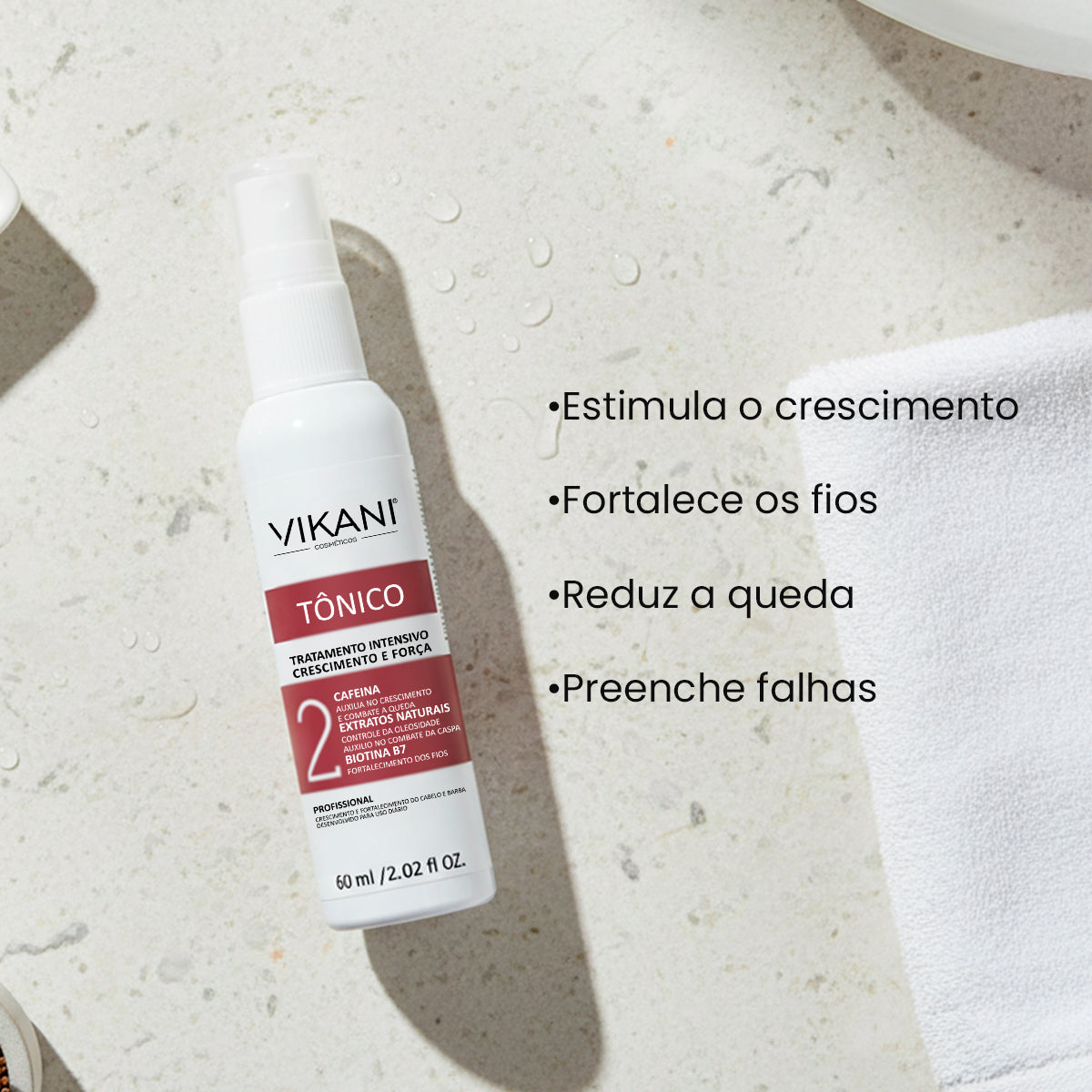 Tônico Capilar Crescimento, Força e Vitalidade 60mL - Vikani