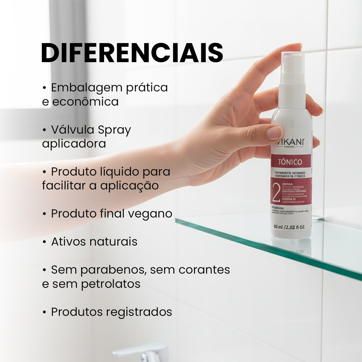 Tônico Capilar Crescimento, Força e Vitalidade 60mL - Vikani